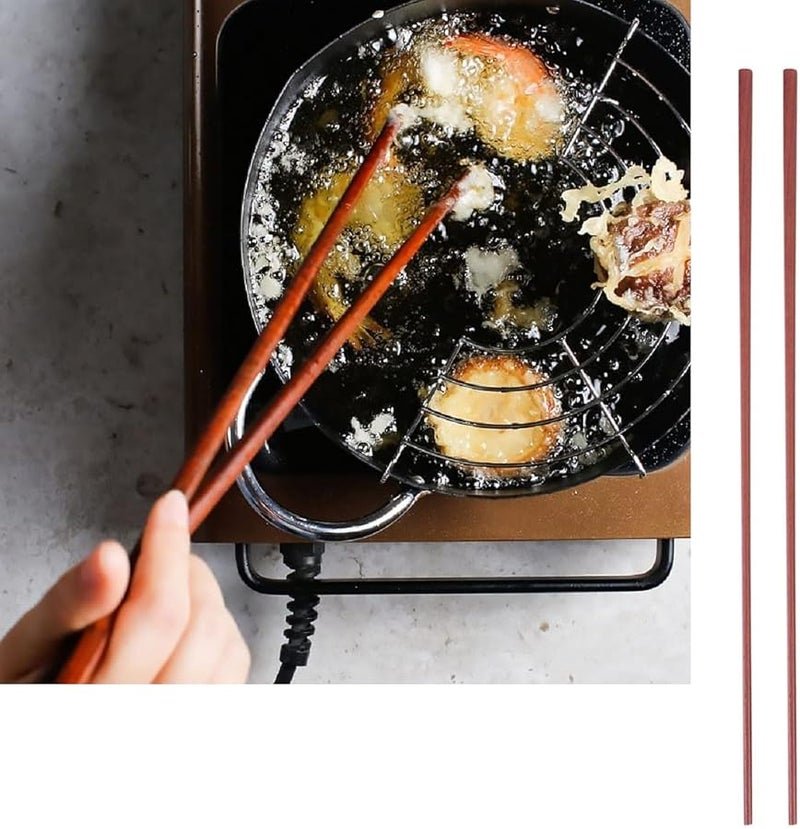 Long Wooden Hot Pot Chopsticks 43cm Red 2 Pairs For Frying Noodles Home Restaurant Use - Image 1