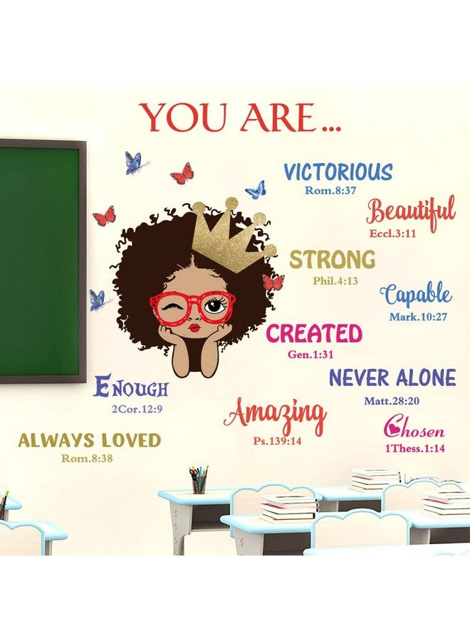 Datesno Black Girl Magic Inspirational Wall Decals Quote I'm Kind Princess Wall Sticker Positive Saying African American You are Beautiful Nursery Decor, Inspirational Home Afro Kid Room Decoration. - Image 3