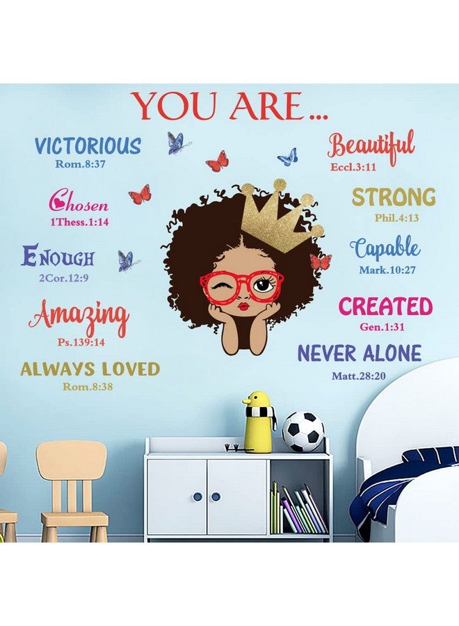 Datesno Black Girl Magic Inspirational Wall Decals Quote I'm Kind Princess Wall Sticker Positive Saying African American You are Beautiful Nursery Decor, Inspirational Home Afro Kid Room Decoration. - Image 2
