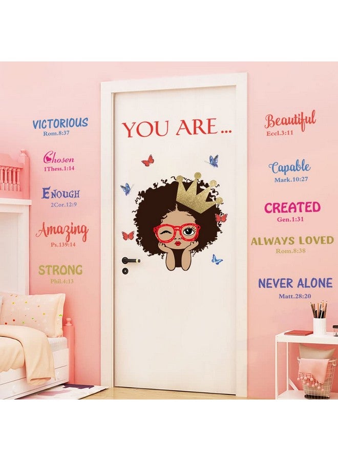 Datesno Black Girl Magic Inspirational Wall Decals Quote I'm Kind Princess Wall Sticker Positive Saying African American You are Beautiful Nursery Decor, Inspirational Home Afro Kid Room Decoration. - Image 5