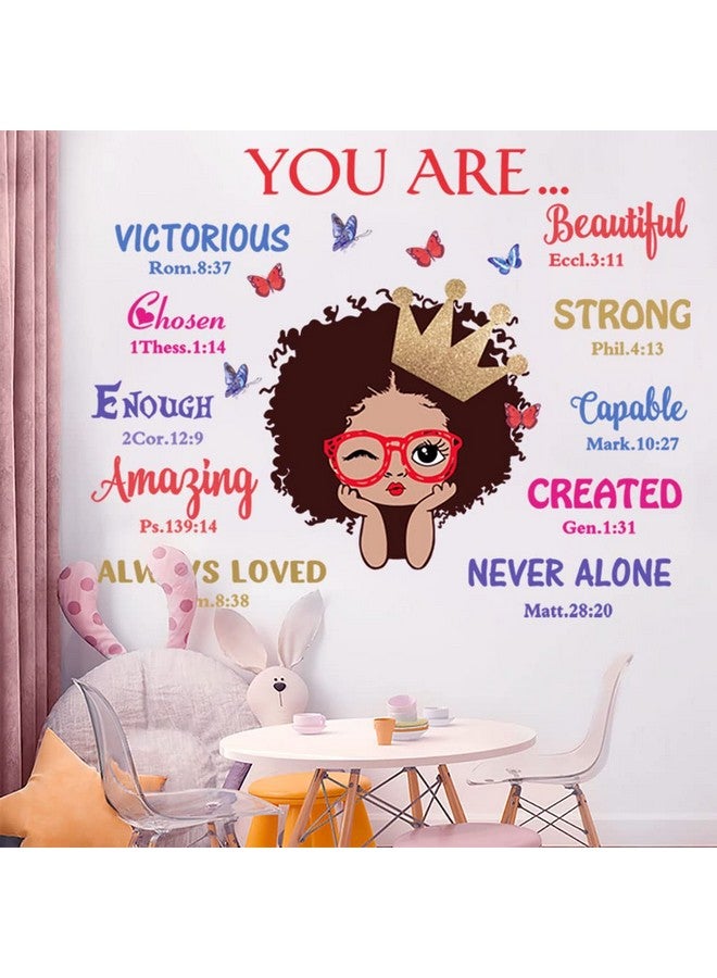 Datesno Black Girl Magic Inspirational Wall Decals Quote I'm Kind Princess Wall Sticker Positive Saying African American You are Beautiful Nursery Decor, Inspirational Home Afro Kid Room Decoration. - Image 4