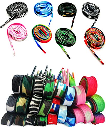 Chunney 8 Pairs Children Adults Rainbow Shoelace Multi-Colors Flat Shoelaces for Sneakers (40 inch) - Image 1