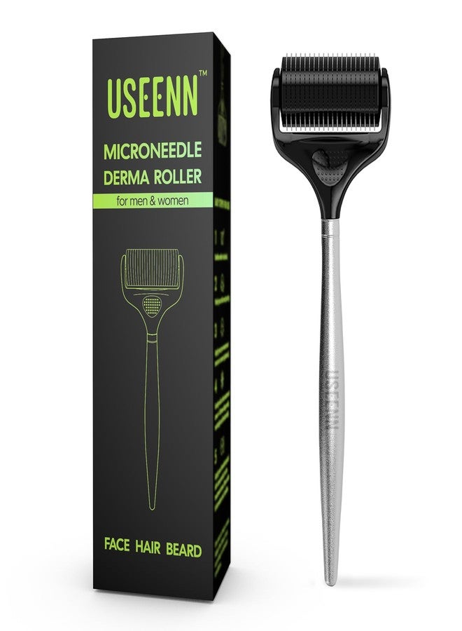 USEENN Ultra Wide Titanium Derma Roller for Face Hair Beard Scalp Skin Body Metal Handle 1200 Microneedling roller for Women and Men 0.25mm - Image 1