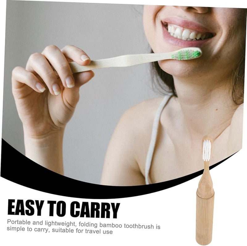 Bamboo Toothbrush Travel Cover Portable Case Soft Bristles - Image 4