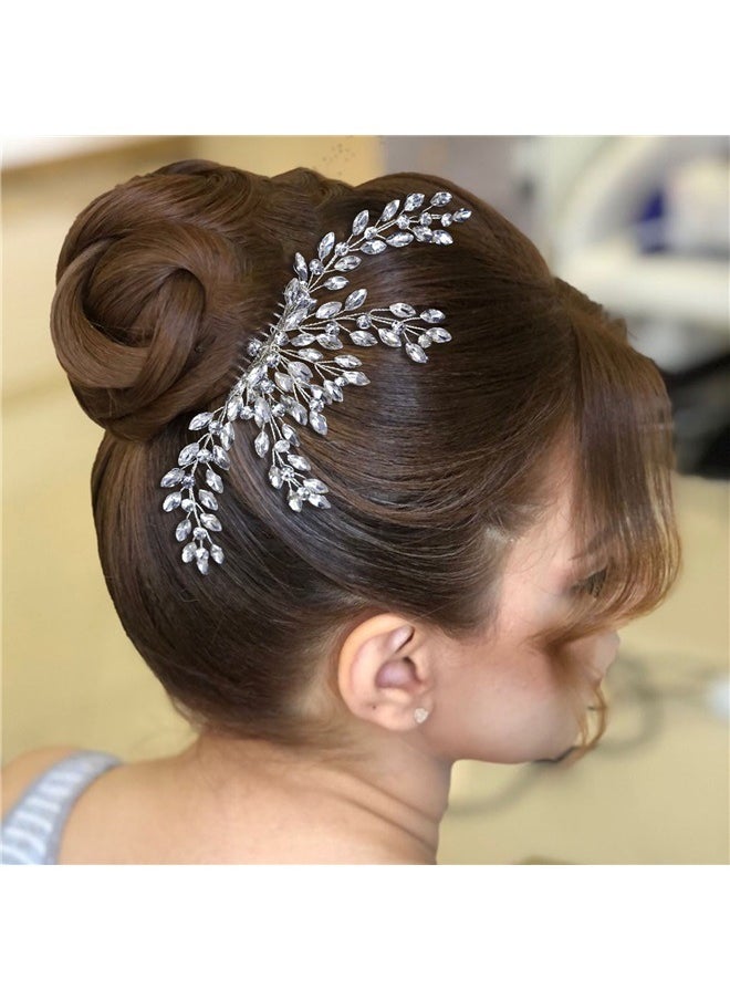 yongsheng Women's Elegant Pearl Hair Comb Silver 19.5*8.5cm， Silver Bride Wedding Hair Comb Rhinestone Bridal Headpiece Crystal Hair Accessories Hair Piece Jewelry for Women and Girls  - Image 5