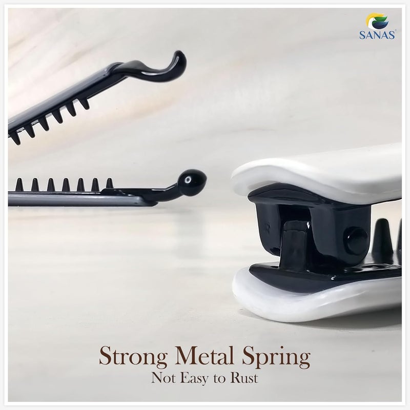 Sanas مشابك شعر الموز الأنيقة من ساناس - إكسسوارات شعر للنساء، مشابك كورية، مشابك شعر فاخرة، مشابك قفل ذاتي للاستخدام اليومي، مجموعة كبيرة الحجم بألوان متنوعة 6 قطع - Image 4