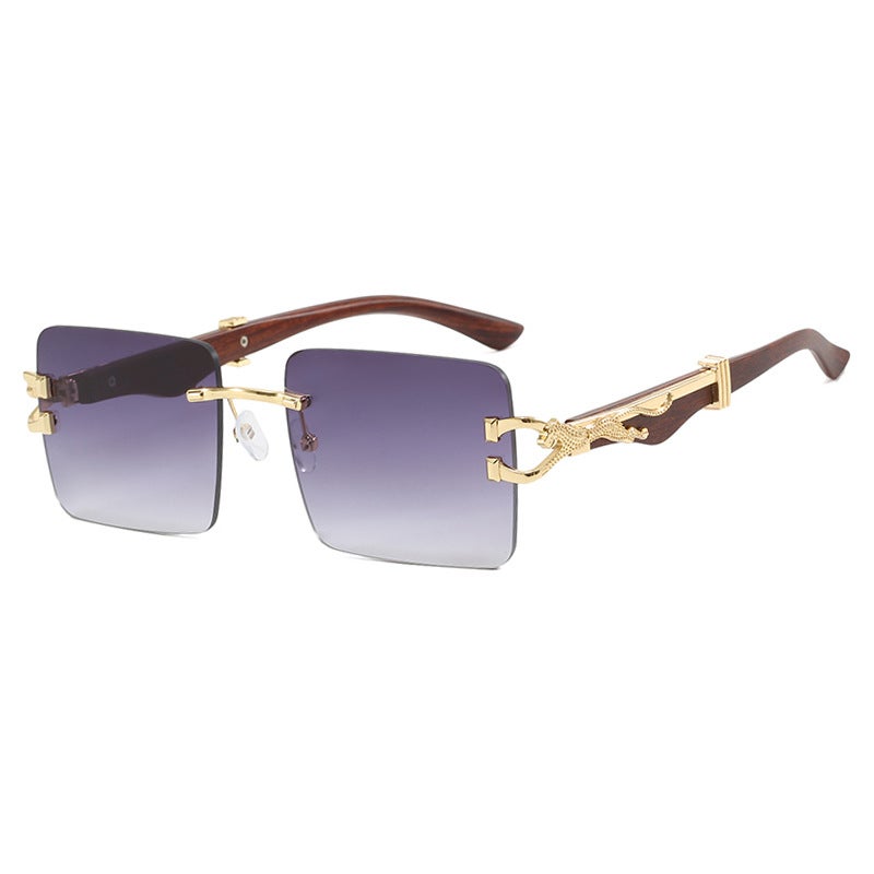 Wooden Frameless Square Sunglasses Anti-Uv High-End Sunglasses Popular Ins Leopard Slimming Look Sunglasses - Image 4