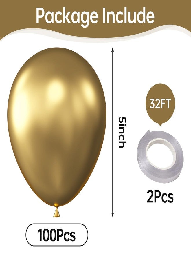 KALOR Metallic Gold Balloons, 100 pcs 5 inch Thick Latex Chrome balloons for Balloon Garland Arch, Birthday Decoration, Wedding Party, Baby Shower Decorations - Image 2