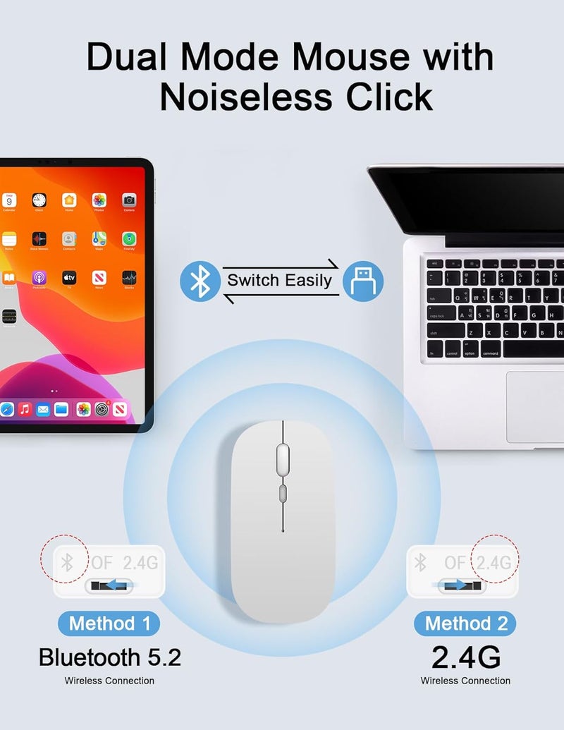 Nsyee Bluetooth Keyboard and Mouse, Universal Compact Wireless Keyboard, Rechargeable Portable Keyboard for iPad/Samsung/Tablet/iOS/Android/Windows, UK Layout - Image 4