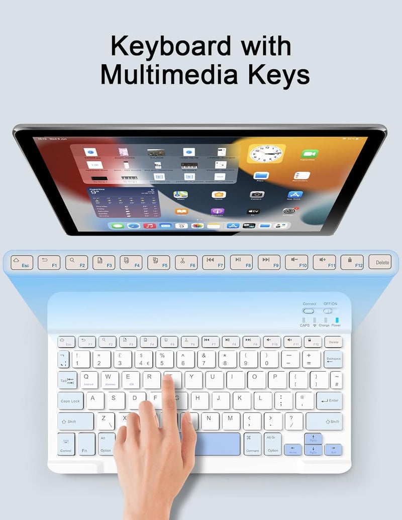 Nsyee Bluetooth Keyboard and Mouse, Universal Compact Wireless Keyboard, Rechargeable Portable Keyboard for iPad/Samsung/Tablet/iOS/Android/Windows, UK Layout - Image 3