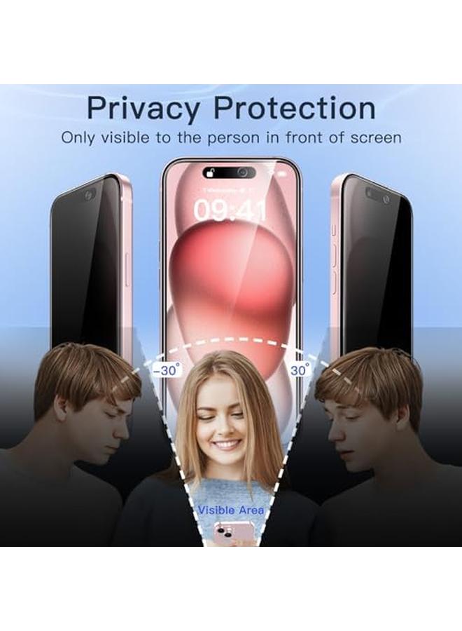 جي تيك واقي شاشة الخصوصية لهاتف آيفون 15 مقاس 6.1 بوصة مع واقي عدسة الكاميرا وفيلم زجاجي مقوى مضاد للتجسس وأداة تركيب سهلة، عبوتان لكل منهما - Image 4