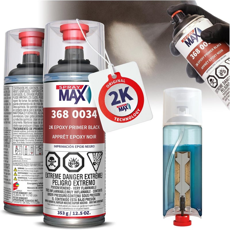 Spray max 2K Epoxy Primer Black | 2K Primer Automotive | Epoxy Spray Paint for Metal, Aluminum & Steel | Corrosion-Resistant, Fast-Drying, High Adhesion & Professional Grade 12.5 oz - Image 1