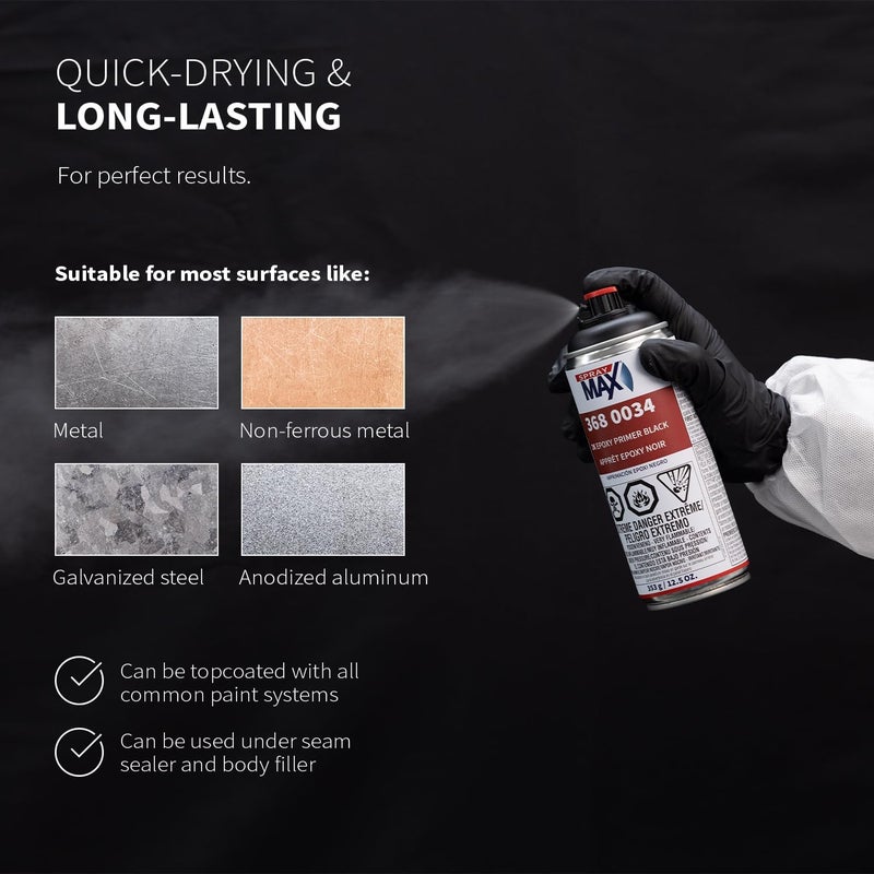 Spray max 2K Epoxy Primer Black | 2K Primer Automotive | Epoxy Spray Paint for Metal, Aluminum & Steel | Corrosion-Resistant, Fast-Drying, High Adhesion & Professional Grade 12.5 oz - Image 5