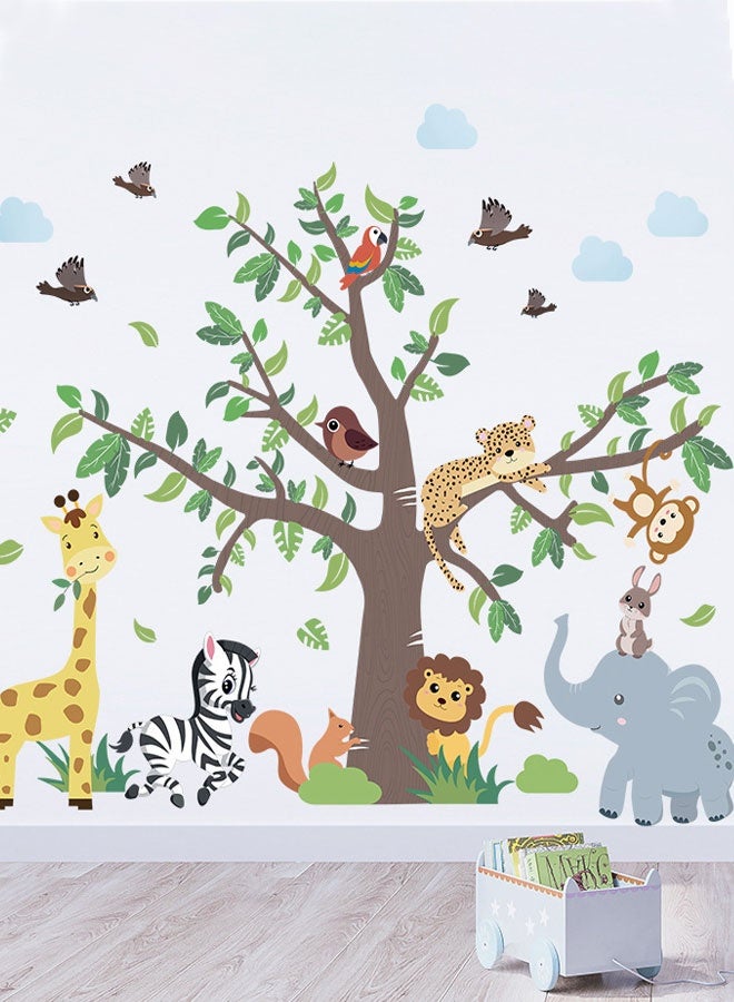 HOOTO Cartoon Animal Wall Decal Jungle Animals Wall Stickers Elephant Lion Zebra Butterfly Wall Decor for Kids Baby DIY Vinyl Mural Art for Nursery Bedroom Living Room Playroom - Image 3
