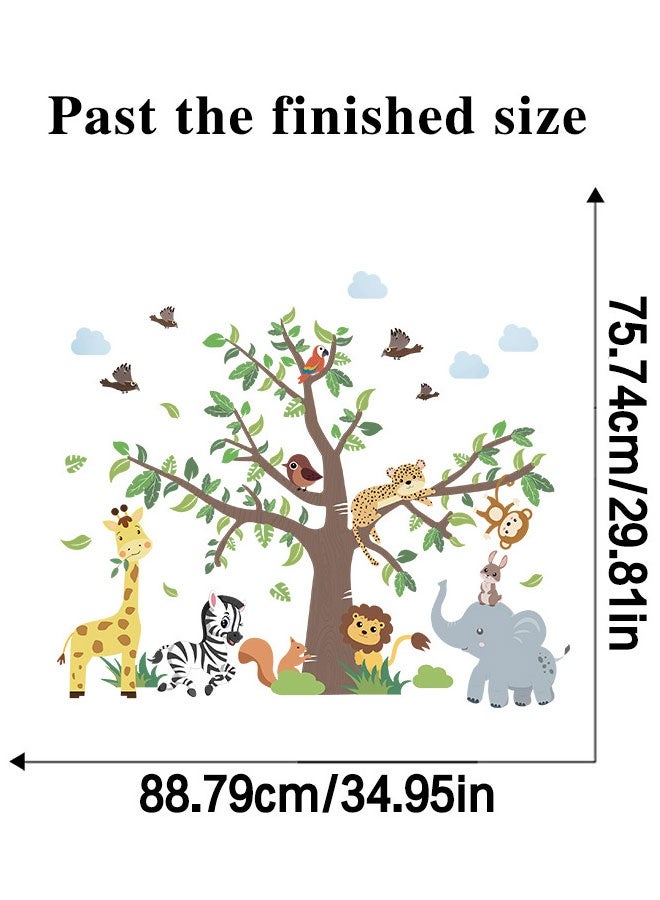 HOOTO Cartoon Animal Wall Decal Jungle Animals Wall Stickers Elephant Lion Zebra Butterfly Wall Decor for Kids Baby DIY Vinyl Mural Art for Nursery Bedroom Living Room Playroom - Image 2