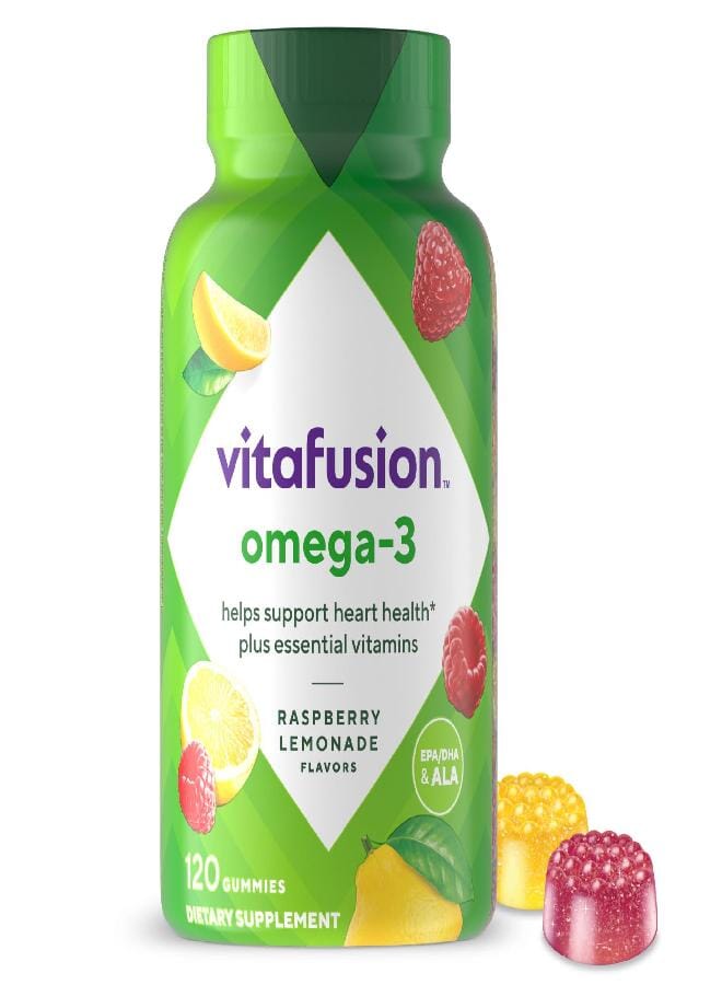 Vitafusion Omega-3 Gummy Vitamins, Berry Lemonade Flavored, Heart Health Vitamins(1) With Omega 3 EPA/DHA and Vitamins A, C, D and E, America’s Number 1 Vitamin Brand, 60 Day Supply, 120 Count - Image 1