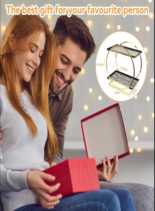 Hidak حامل كتب معدني من طبقتين من هيداك، منظم تخزين أدوات التجميل، رف قائم لمستحضرات التجميل للحمام والمطبخ والمكتب، رف موفر للمساحة لسطح الطاولة لأدوات الزينة وإكسسوارات المكياج (أسود) - Image 5