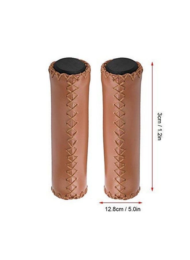 Dilwe - Bike Handlebar Grip Pu Sponge Handle Bar End Grip With Double Lock For Most Bikes(Brown) - Image 1
