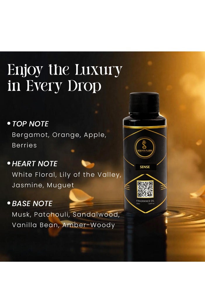 Scenta Flora - SENSE - Diffuser Aroma Oil - Refreshing, Floral, and Woody Fragrance for Scent Diffusers - Aromatherapy (50 ml) - Image 1