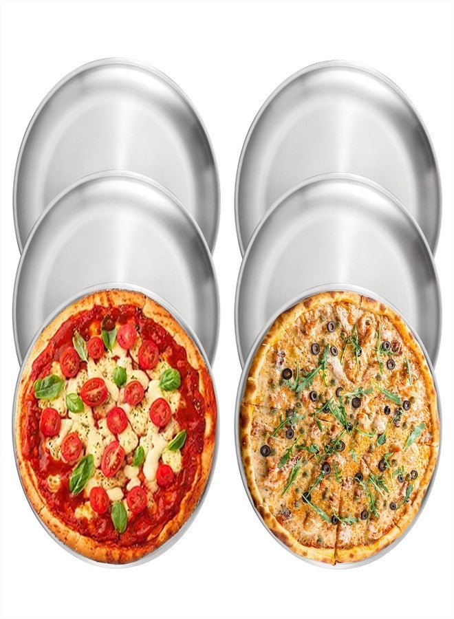 Axigundaone 6 Pcs Stainless Steel Pizza Pans 8 Inch, Non-Stick Pizza Pan for Baking, Reusable Pizza Trays for Oven (Silver) - Image 1