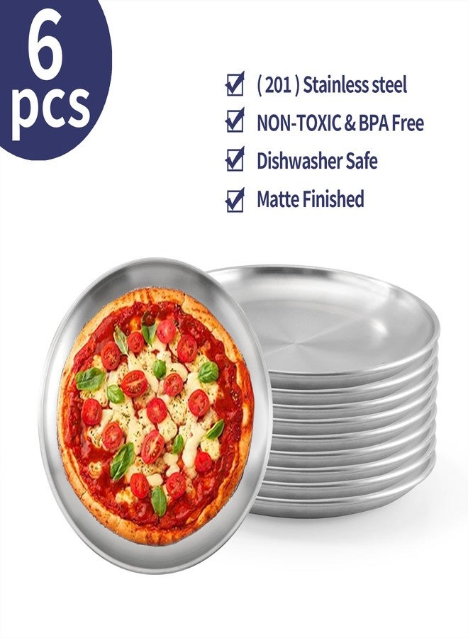 Axigundaone 6 Pcs Stainless Steel Pizza Pans 8 Inch, Non-Stick Pizza Pan for Baking, Reusable Pizza Trays for Oven (Silver) - Image 4