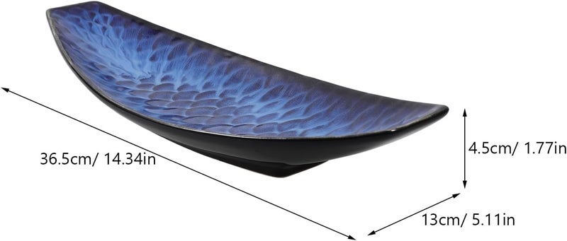 Cabilock Fish Plate Serving Dish Tray for EntertainingJapanese Sashimi Plate Ceramic Serving Platter Decorative Snack Storage Platter for Restaurants Home Kitchen - Image 5