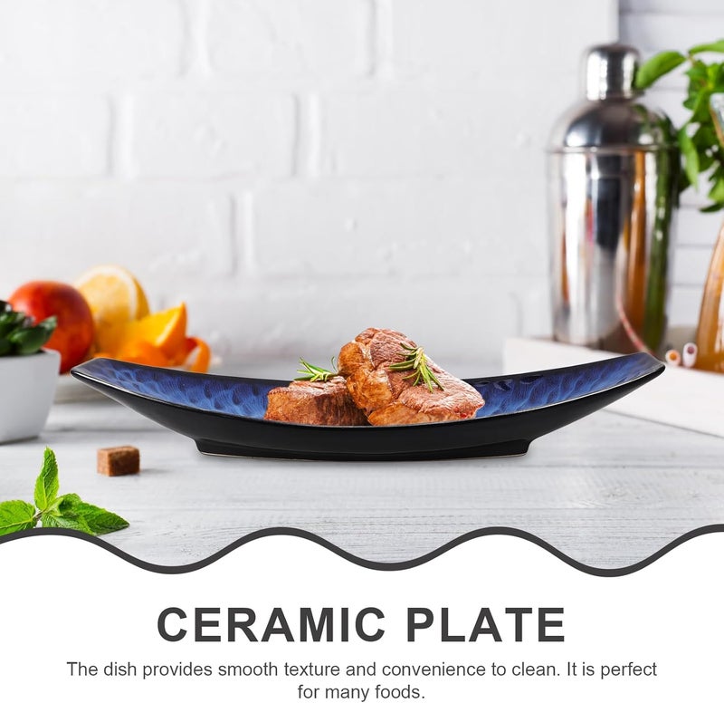 Cabilock Fish Plate Serving Dish Tray for EntertainingJapanese Sashimi Plate Ceramic Serving Platter Decorative Snack Storage Platter for Restaurants Home Kitchen - Image 3