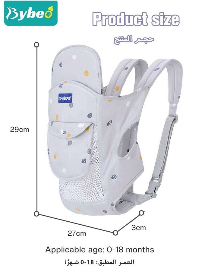 Bybeo - Baby Adjustable Wraps Carrier, Ergonomic Front Facing/Back Carriers with Essentials Storage Pocket for Newborn to Toddler 0-15kg, One Size Fits All - Image 1