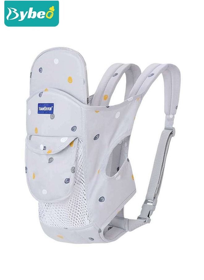 Bybeo - Baby Adjustable Wraps Carrier, Ergonomic Front Facing/Back Carriers with Essentials Storage Pocket for Newborn to Toddler 0-15kg, One Size Fits All - Image 1