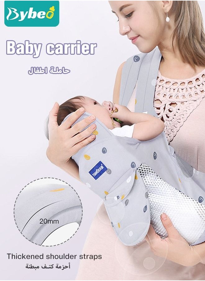 Bybeo - Baby Adjustable Wraps Carrier, Ergonomic Front Facing/Back Carriers with Essentials Storage Pocket for Newborn to Toddler 0-15kg, One Size Fits All - Image 1