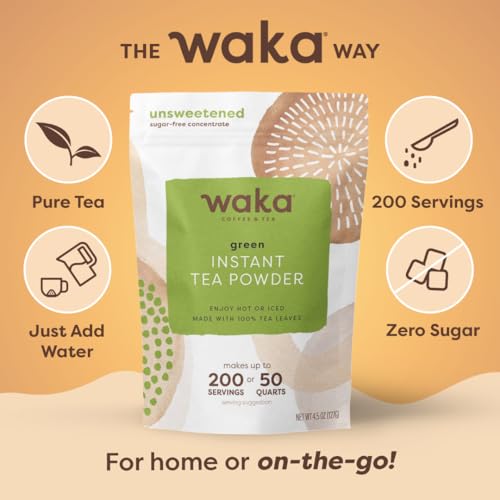 Waka Coffee Waka Instant Green Tea Mix, Classic - 100% Tea Leaves, No Additives, Unsweetened Tea Powder for 50 Quarts or 200 Cups – Easy Quick Hot and Iced Teas (4.5oz) - Image 3