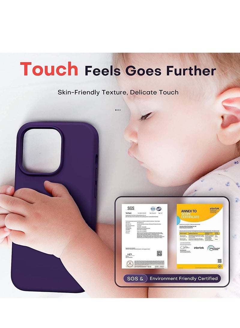 5 in 1 for iPhone 14 Pro Max Case, with 2 Pack Screen Protector + 2 Pack Camera Lens Protector, Liquid Silicone Slim Shockproof Cover [Anti-Scratch] [Drop Protection] 6.7 Inch, Deep Purple - Image 2