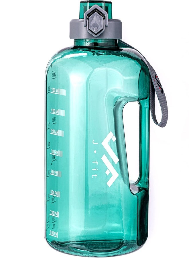 JFIT BPA Free Reusable Sports Water Bottle w/Time Markers, Leakproof Flip-Top Lid & Carry Strap - Durable PETG, 2.28" Wide-Mouth for Ice - Eco-Friendly, Odor-Free & Easy to Clean -Green-73oz - Image 1
