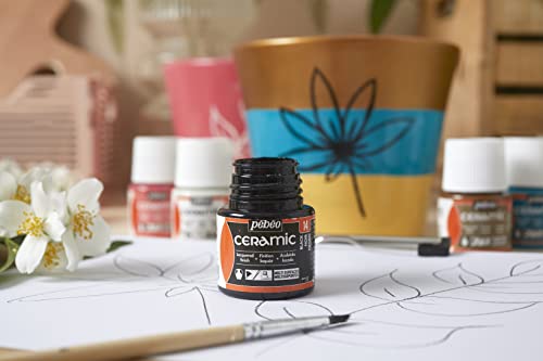 Pebeo بيبيو 025-014 طلاء سيراميك، تأثير المينا، زجاجة 45 مل - أسود، 1.5 أونصة سائلة (عبوة من 1) - Image 2