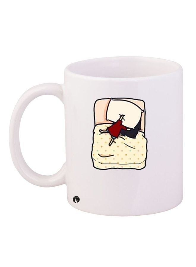 RYN Cartoon Printed Coffee Mug White/Beige/Brown 11ounce