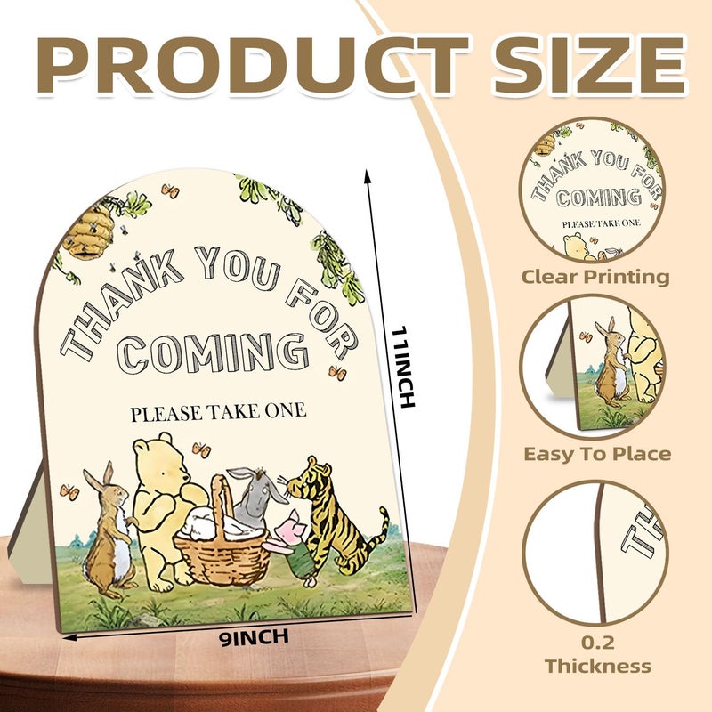 Hatzelou Winnie Bridal Shower Favors Sign, Winnie Decor Bridal Shower Gifts for Guests, Classic Pooh Thank You for Coming Please Take One Sign, Cute Animals Decor Baby Shower Party Supplies 9 * 11IN - Image 2