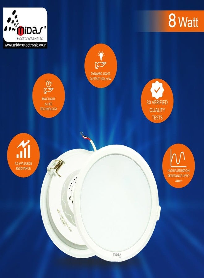 Midas electronics Midas Halter LED Slim Downlight, 8W, Round, White, with Surge Protection and High Fluctuation Resistance (White, 4.5 INCH) - Image 3