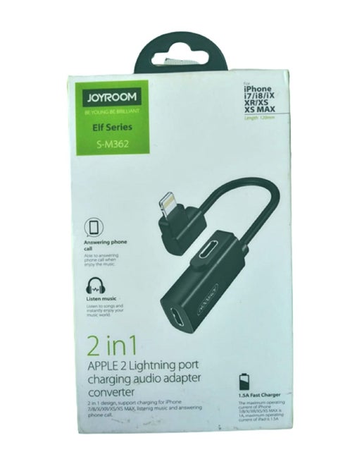 2-In-1 Lightning Connecter Black/Silver