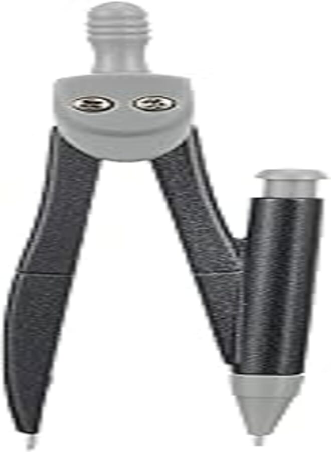 Deli eg20904 metal geometric compass with mechanical pencil - black and grey