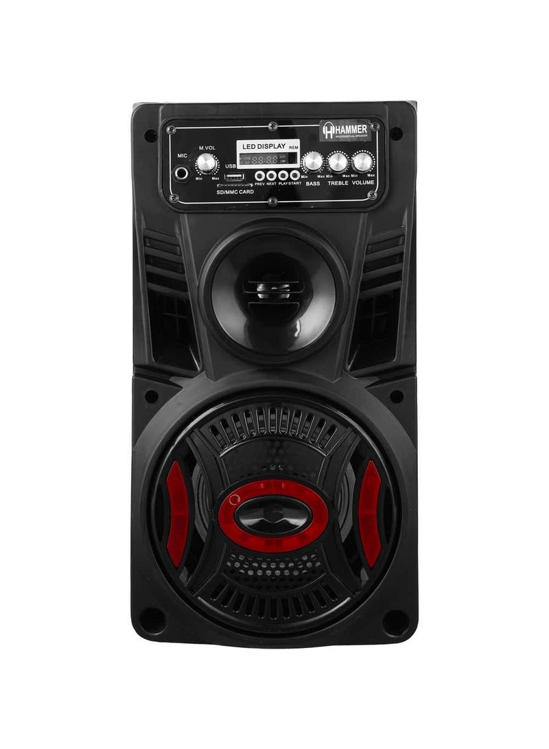 هامر سماعات صب ووفر هامر H-7800، قطعتان، 7 بوصة، بلوتوث، USB، راديو FM، بطاقة ذاكرة، ريموت كنترول، شاشة LED، أسود/أحمر داكن - Image 3