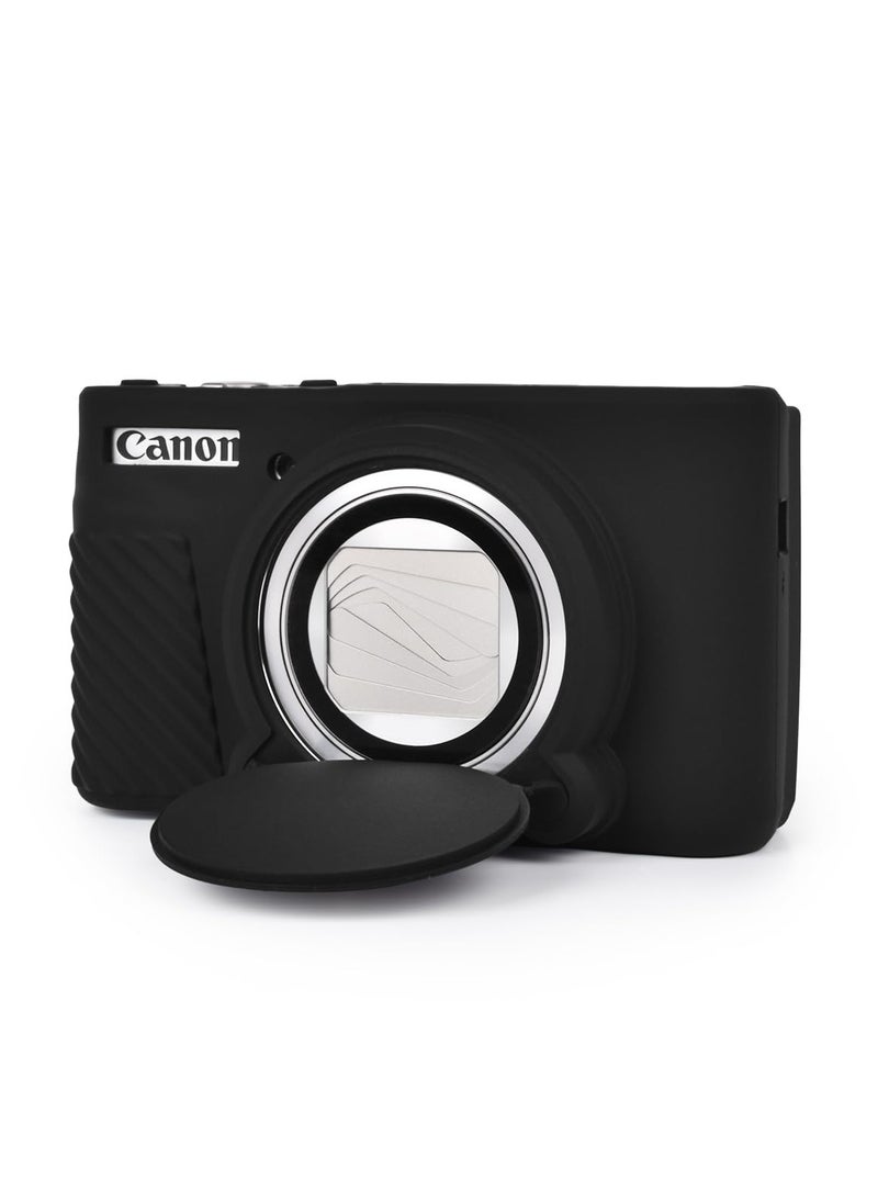 اكسيسن حافظة كاميرا SX730 SX740، حافظة سيليكون ناعمة لكاميرا كانون PowerShot SX740/SX730 HS (أسود)  - Image 1