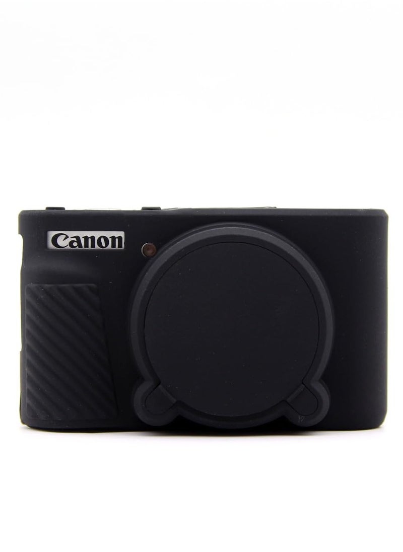 اكسيسن - حافظة كاميرا SX730 SX740، حافظة سيليكون ناعمة لكاميرا كانون PowerShot SX740/SX730 HS (أسود) - Image 1