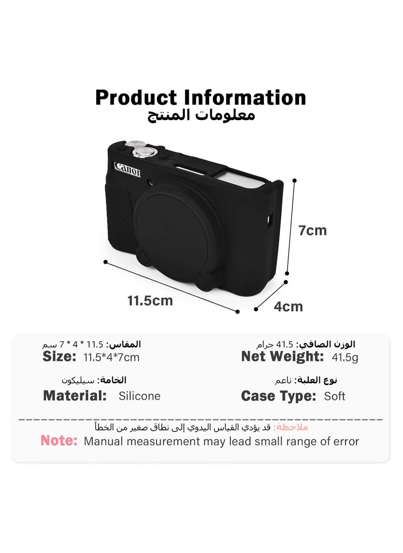 اكسيسن حافظة كاميرا SX730 SX740، حافظة سيليكون ناعمة لكاميرا كانون PowerShot SX740/SX730 HS (أسود)  - Image 3