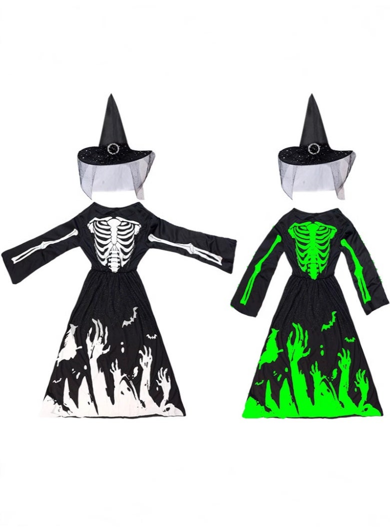 VUCATIN Cosplay Witch Costume for Girls Kids Black Dress Halloween Costumes Tulle Mesh Dresses Luminous COS Clothes Dress-up - Image 2