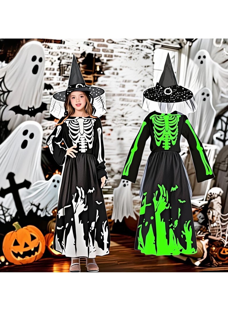 VUCATIN Cosplay Witch Costume for Girls Kids Black Dress Halloween Costumes Tulle Mesh Dresses Luminous COS Clothes Dress-up - Image 4