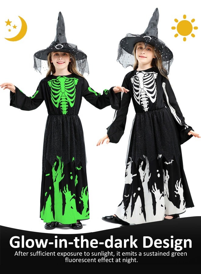 VUCATIN Cosplay Witch Costume for Girls Kids Black Dress Halloween Costumes Tulle Mesh Dresses Luminous COS Clothes Dress-up - Image 1