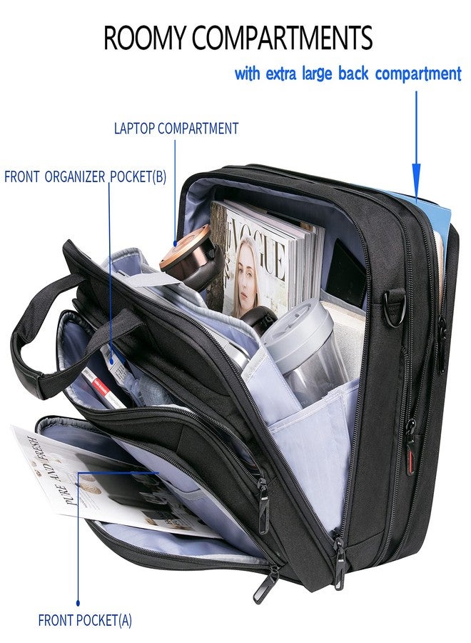 VANKEAN Laptop Bag Premium Laptop Briefcase Fits Up to 17.3 Inch Laptop Expandable Water-Repellent Shoulder Messenger Bag for School/Travel/Business/Men/Women-Black - Image 3