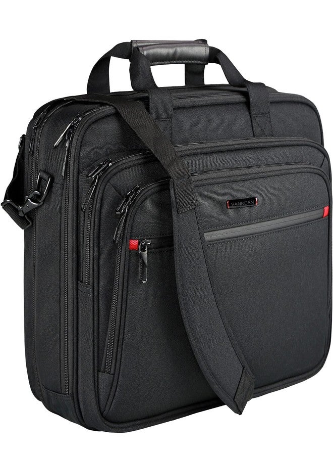 VANKEAN Laptop Bag Premium Laptop Briefcase Fits Up to 17.3 Inch Laptop Expandable Water-Repellent Shoulder Messenger Bag for School/Travel/Business/Men/Women-Black - Image 1
