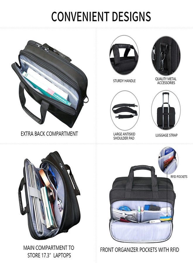VANKEAN Laptop Bag Premium Laptop Briefcase Fits Up to 17.3 Inch Laptop Expandable Water-Repellent Shoulder Messenger Bag for School/Travel/Business/Men/Women-Black - Image 4