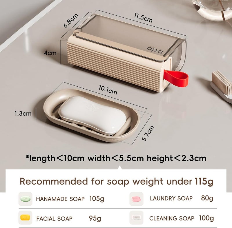 SHOTAY Compact Travel Soap Case, Leakproof Soap Box with Lid, Bar Soap Holder for Traveling, Portable Soap Box with Drainage Layer for Gym, School, Camping, Trip, Outdoor - Grey&White - 1pcs - Image 3